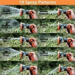 Dyiom 10-Pattern Orange Thumb Control Metal Garden Hose Sprayer Nozzle 10 Dyiom 10-Pattern Orange Thumb Control Metal Garden Hose Sprayer Nozzle -Sunnydaze Decor Sales dyiom nozzles wands b099nh2x41 1f 1000