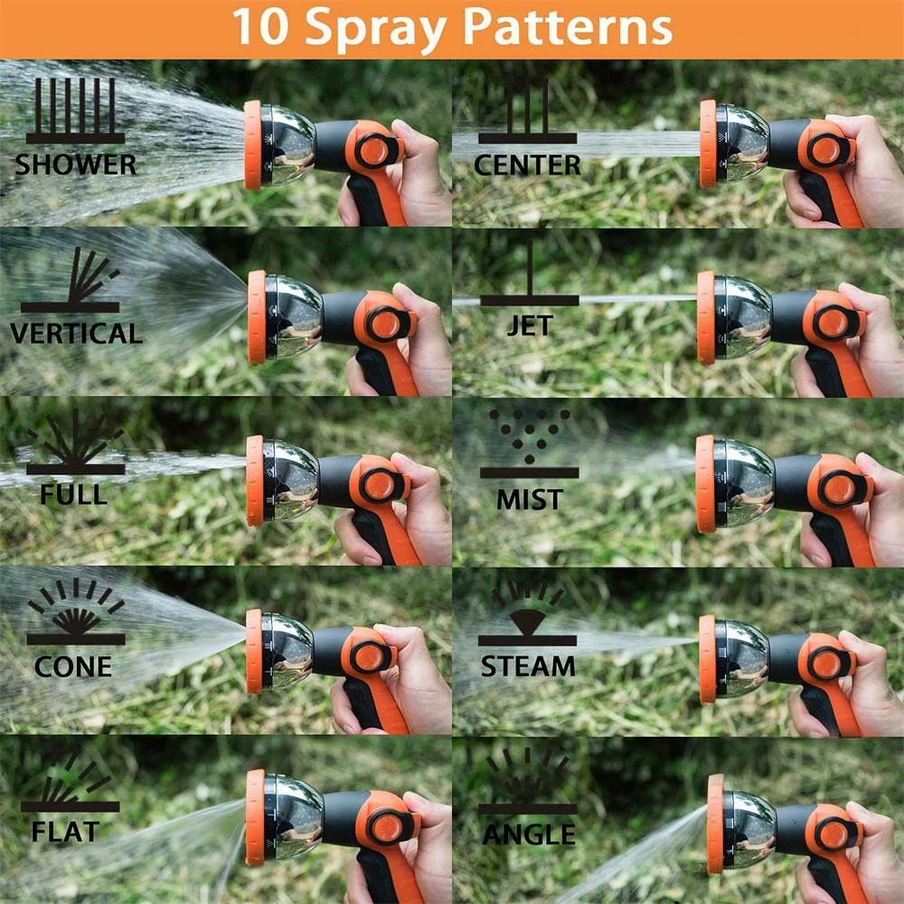 Dyiom 10-Pattern Orange Thumb Control Metal Garden Hose Sprayer Nozzle 4 Dyiom 10-Pattern Orange Thumb Control Metal Garden Hose Sprayer Nozzle - Image 4