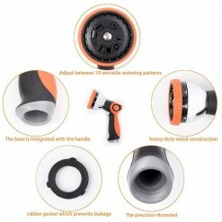 Dyiom 10-Pattern Orange Thumb Control Metal Garden Hose Sprayer Nozzle 11 Dyiom 10-Pattern Orange Thumb Control Metal Garden Hose Sprayer Nozzle -Sunnydaze Decor Sales dyiom nozzles wands b099nh2x41 44 1000