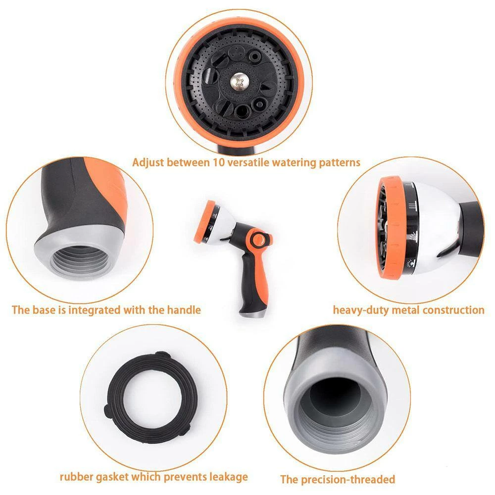 Dyiom 10-Pattern Orange Thumb Control Metal Garden Hose Sprayer Nozzle 5 Dyiom 10-Pattern Orange Thumb Control Metal Garden Hose Sprayer Nozzle - Image 5