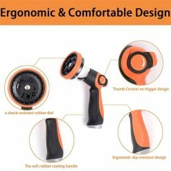 Dyiom 10-Pattern Orange Thumb Control Metal Garden Hose Sprayer Nozzle 9 Dyiom 10-Pattern Orange Thumb Control Metal Garden Hose Sprayer Nozzle -Sunnydaze Decor Sales dyiom nozzles wands b099nh2x41 4f 1000