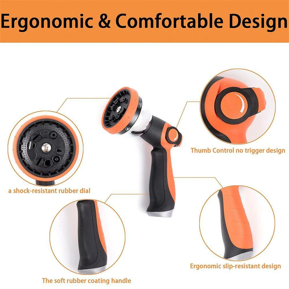 Dyiom 10-Pattern Orange Thumb Control Metal Garden Hose Sprayer Nozzle 3 Dyiom 10-Pattern Orange Thumb Control Metal Garden Hose Sprayer Nozzle - Image 3