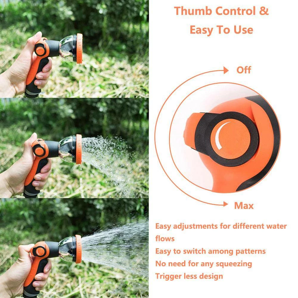 Dyiom 10-Pattern Orange Thumb Control Metal Garden Hose Sprayer Nozzle 2 Dyiom 10-Pattern Orange Thumb Control Metal Garden Hose Sprayer Nozzle - Image 2