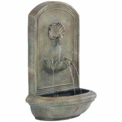 Sunnydaze Decor Seaside Florentine Stone Electric Powered Outdoor Wall Fountain