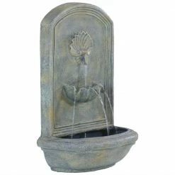 Sunnydaze Decor Seaside French Limestone Electric Powered Outdoor Wall Fountain
