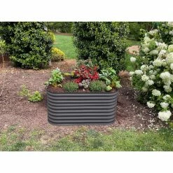 Frame It All 6-in-1 Modular Metal Raised Garden Bed Kit -Sunnydaze Decor Sales gray frame it all raised planter boxes 900032601 gray 4f 1000