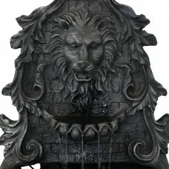 Sunnydaze Decor 30 in. Stoic Courage Lion Head Solar Wall Fountain - Battery Backup -Sunnydaze Decor Sales gray sunnydaze decor indoor water fountains amp 673 1f 1000