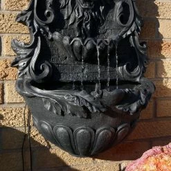 Sunnydaze Decor 30 in. Stoic Courage Lion Head Solar Wall Fountain - Battery Backup -Sunnydaze Decor Sales gray sunnydaze decor indoor water fountains amp 673 44 1000