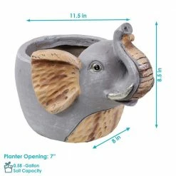 Sunnydaze Decor Sunnydaze 8.5 in. Indoor Ceramic Planter Statue Elsie The Elephant -Sunnydaze Decor Sales gray sunnydaze decor plant pots art 233 c3 1000