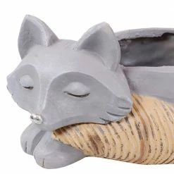Sunnydaze Decor Sunnydaze 8 in. Indoor Ceramic Planter Statue Finley The Fox -Sunnydaze Decor Sales gray sunnydaze decor plant pots art 240 1f 1000