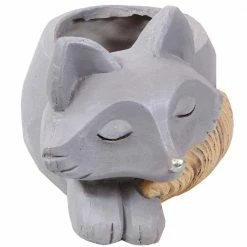 Sunnydaze Decor Sunnydaze 8 in. Indoor Ceramic Planter Statue Finley The Fox -Sunnydaze Decor Sales gray sunnydaze decor plant pots art 240 44 1000