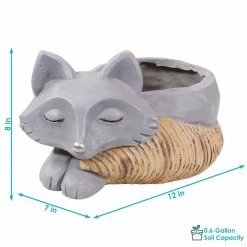 Sunnydaze Decor Sunnydaze 8 in. Indoor Ceramic Planter Statue Finley The Fox -Sunnydaze Decor Sales gray sunnydaze decor plant pots art 240 c3 1000