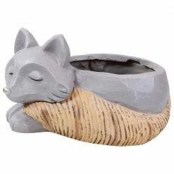 Sunnydaze Decor Sunnydaze 8 in. Indoor Ceramic Planter Statue Finley The Fox -Sunnydaze Decor Sales gray sunnydaze decor plant pots art 240 fa 1000