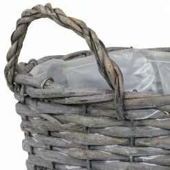 Sunnydaze Decor Sunnydaze 8 in. Gray Wicker Basket Planter with Handles (5-Pack) -Sunnydaze Decor Sales gray sunnydaze decor plant pots hb 781 4f 1000