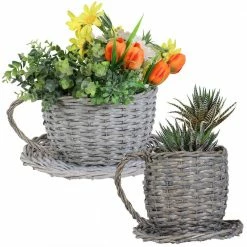 Sunnydaze Decor Sunnydaze 14 in Gray Willow Wicker Coffee Cup Planters (2-Pack) 14 Sunnydaze Decor Sunnydaze 14 in Gray Willow Wicker Coffee Cup Planters (2-Pack) -Sunnydaze Decor Sales gray sunnydaze decor plant pots hb 804 1f 1000