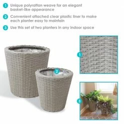 Sunnydaze Decor Sunnydaze Round Polyrattan Indoor Planters - 1 Large/1 Small Planter - Gray 12 Sunnydaze Decor Sunnydaze Round Polyrattan Indoor Planters - 1 Large/1 Small Planter - Gray -Sunnydaze Decor Sales gray sunnydaze decor plant pots nhu 508 44 1000