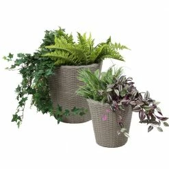 Sunnydaze Decor Sunnydaze Round Polyrattan Indoor Planters - 1 Large/1 Small Planter - Gray 14 Sunnydaze Decor Sunnydaze Round Polyrattan Indoor Planters - 1 Large/1 Small Planter - Gray -Sunnydaze Decor Sales gray sunnydaze decor plant pots nhu 508 76 1000