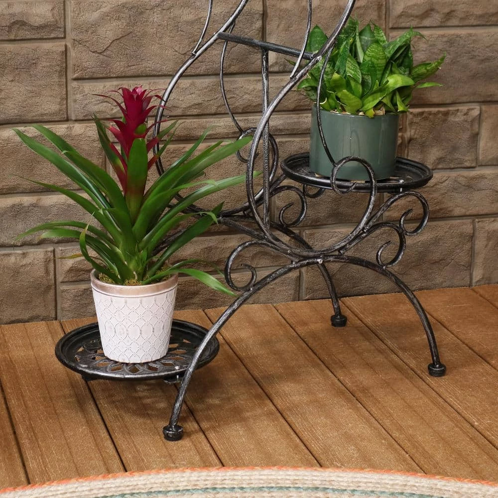 Sunnydaze Decor 30 in. Victorian Grey Steel Plant and Flower Stand 4 Sunnydaze Decor 30 in. Victorian Grey Steel Plant and Flower Stand - Image 4