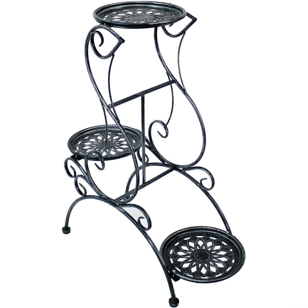 Sunnydaze Decor 30 in. Victorian Grey Steel Plant and Flower Stand 1 Sunnydaze Decor 30 in. Victorian Grey Steel Plant and Flower Stand