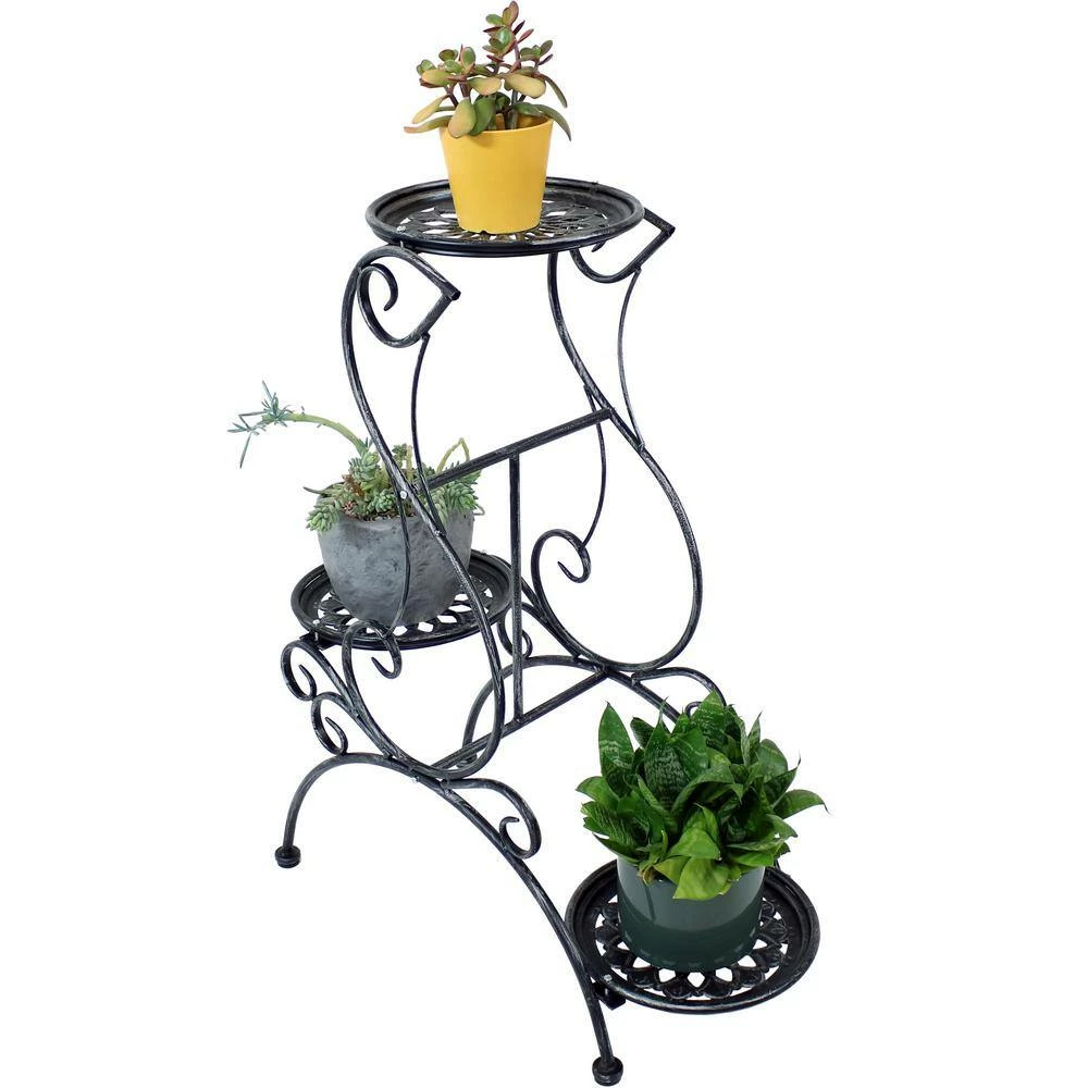 Sunnydaze Decor 30 in. Victorian Grey Steel Plant and Flower Stand 6 Sunnydaze Decor 30 in. Victorian Grey Steel Plant and Flower Stand - Image 6