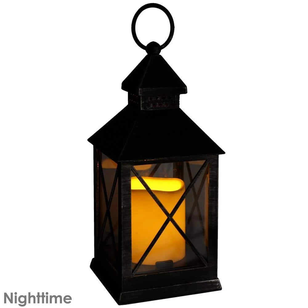 Sunnydaze Decor Yorktown Grey Battery Powered 10 in. LED Candle Lantern 6 Sunnydaze Decor Yorktown Grey Battery Powered 10 in. LED Candle Lantern - Image 6