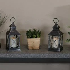 Sunnydaze Decor Yorktown Grey Battery-Powered 10 in. LED Candle Indoor Lantern (2-Pack) -Sunnydaze Decor Sales grays sunnydaze decor citronella candles torches for 360 2pk 31 1000