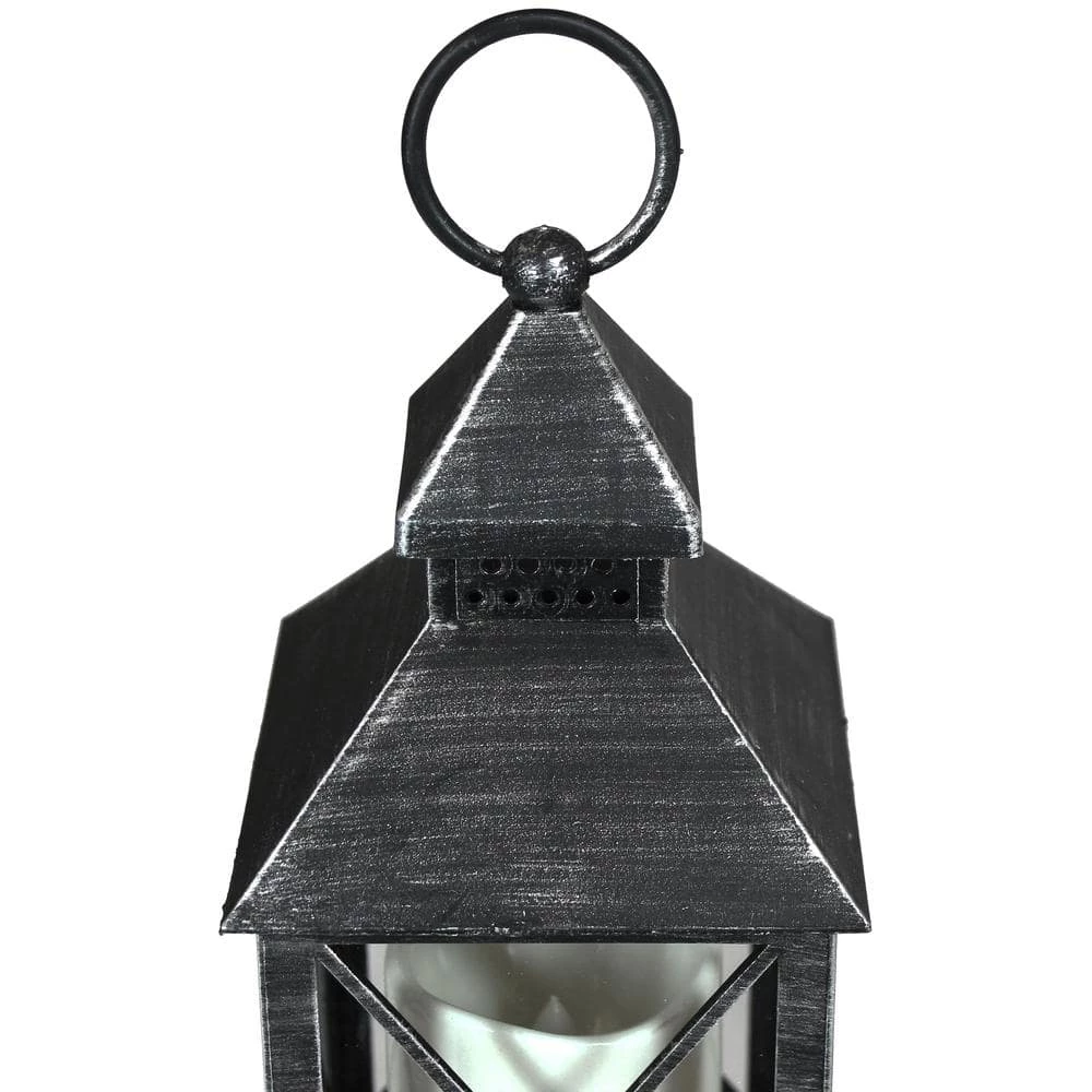 Sunnydaze Decor Yorktown Grey Battery Powered 10 in. LED Candle Lantern 5 Sunnydaze Decor Yorktown Grey Battery Powered 10 in. LED Candle Lantern - Image 5