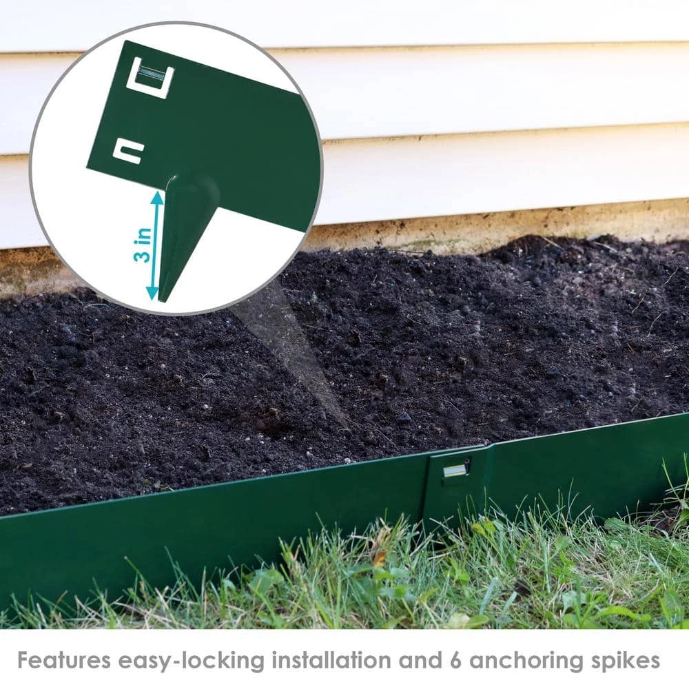 Sunnydaze Decor 42 in. Green Steel Metal Landscape Edging Border (Set of 5) 3 Sunnydaze Decor 42 in. Green Steel Metal Landscape Edging Border (Set of 5) - Image 3