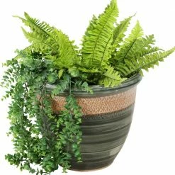 Sunnydaze Decor Purlieu 15 in. Tempest Ceramic Indoor/Outdoor Planter -Sunnydaze Decor Sales green sunnydaze decor plant pots ap 005 1f 1000