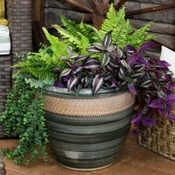 Sunnydaze Decor Purlieu 15 in. Tempest Ceramic Indoor/Outdoor Planter -Sunnydaze Decor Sales green sunnydaze decor plant pots ap 005 4f 1000
