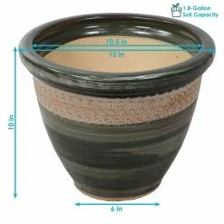 Sunnydaze Decor 2 Purlieu 12 in. Tempest Ceramic Indoor/Outdoor Planters -Sunnydaze Decor Sales green sunnydaze decor plant pots ap 007 c3 1000