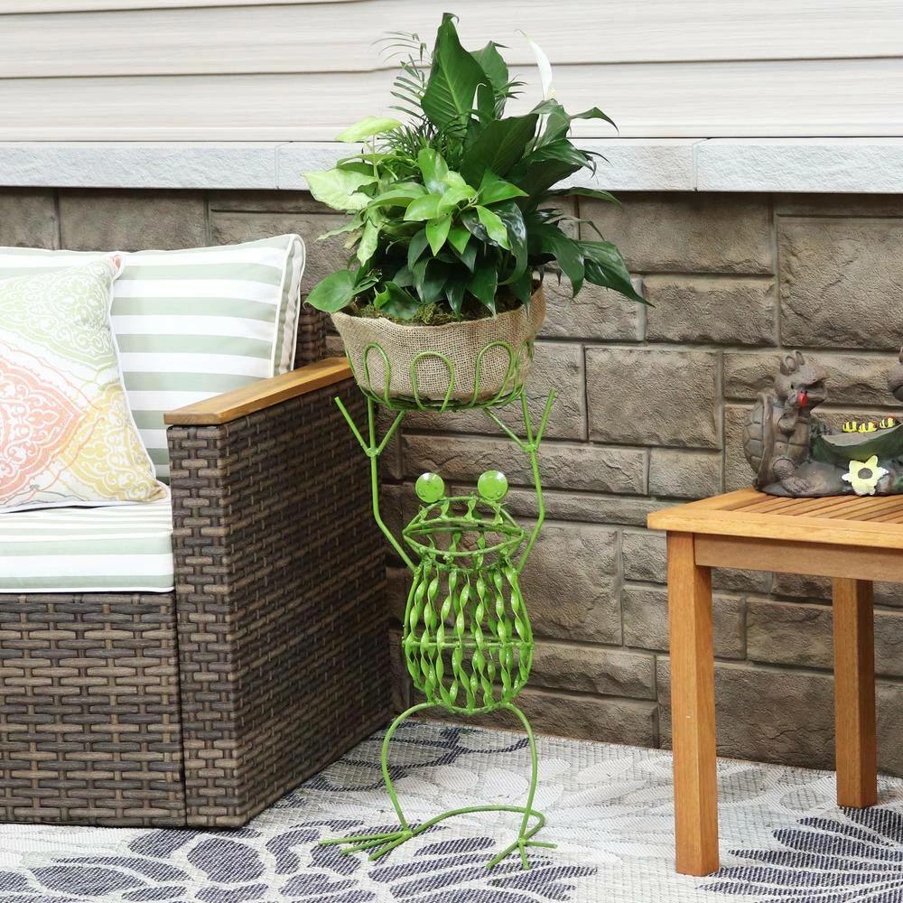 Sunnydaze Decor Sunnydaze 25 in. Tall Frog-Shaped Indoor/Outdoor Steel Plant Stand 9 Sunnydaze Decor Sunnydaze 25 in. Tall Frog-Shaped Indoor/Outdoor Steel Plant Stand - Image 9