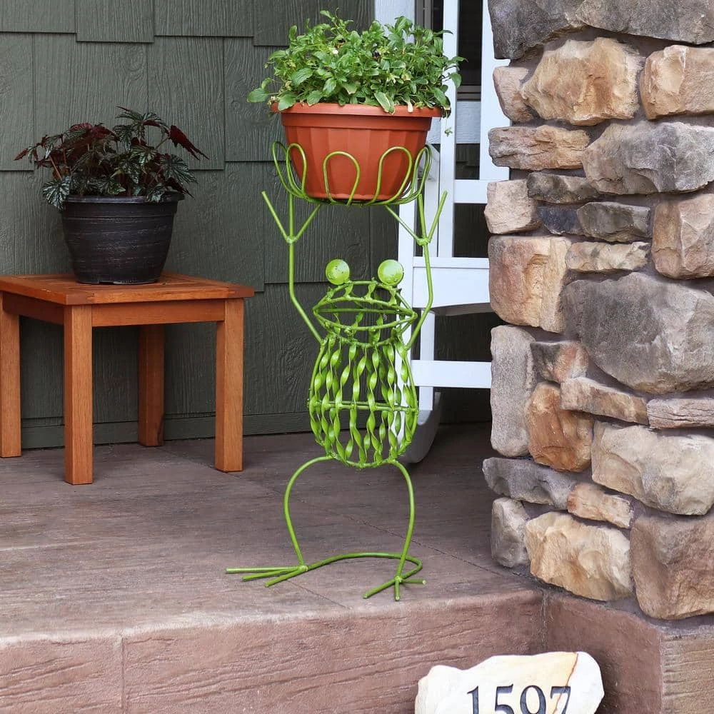 Sunnydaze Decor Sunnydaze 25 in. Tall Frog-Shaped Indoor/Outdoor Steel Plant Stand 2 Sunnydaze Decor Sunnydaze 25 in. Tall Frog-Shaped Indoor/Outdoor Steel Plant Stand - Image 2