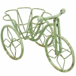 Sunnydaze Decor Sunnydaze 12 in. Tricycle Indoor/Outdoor Green Steel Standing Planter Basket