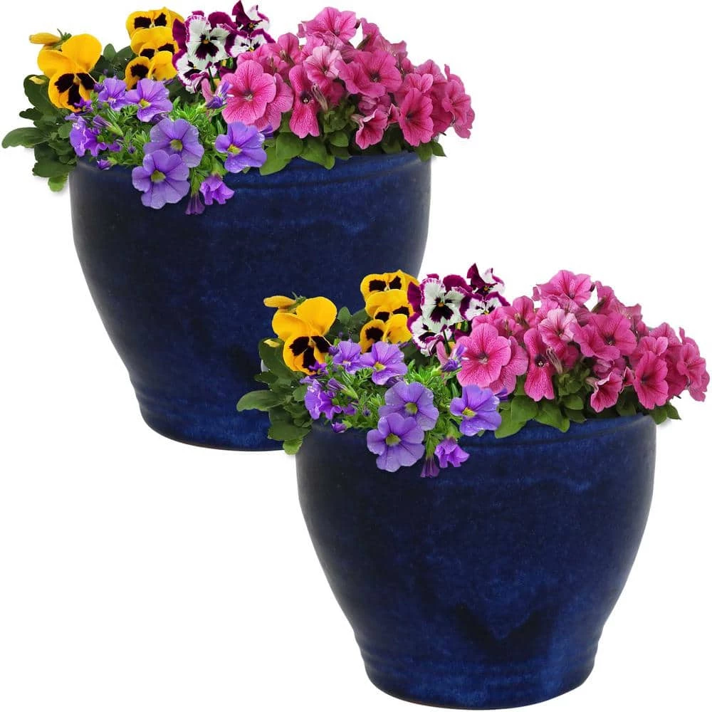 Sunnydaze Decor Studio 9 in. Imperial Blue Ceramic Indoor/Outdoor Planter (Set of 2) 2 Sunnydaze Decor Studio 9 in. Imperial Blue Ceramic Indoor/Outdoor Planter (Set of 2) - Image 2