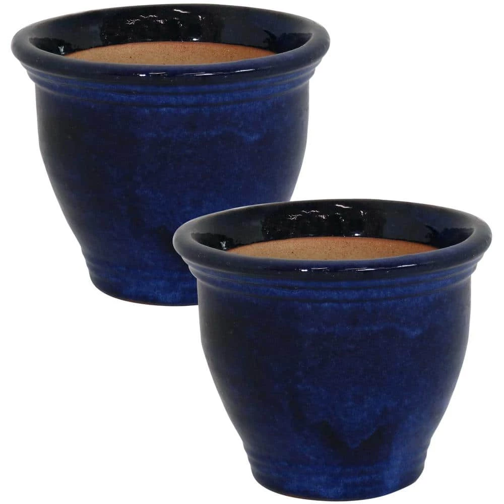 Sunnydaze Decor Studio 9 in. Imperial Blue Ceramic Indoor/Outdoor Planter (Set of 2) 1 Sunnydaze Decor Studio 9 in. Imperial Blue Ceramic Indoor/Outdoor Planter (Set of 2)