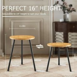 Dyiom 11.8 in. x 16 in. Light Brown Modern Home Decor Small Round Wood Metal Plant Stand Plant Holder -Sunnydaze Decor Sales light brown dyiom plant stands b09h2vvdk8 44 1000