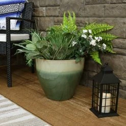 Sunnydaze Decor Resort Ceramic Indoor/Outdoor Planter - Seafoam - 13 in. -Sunnydaze Decor Sales light green sunnydaze decor plant pots ap 107 1f 1000
