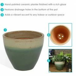Sunnydaze Decor Resort Ceramic Indoor/Outdoor Planter - Seafoam - 13 in. -Sunnydaze Decor Sales light green sunnydaze decor plant pots ap 107 76 1000