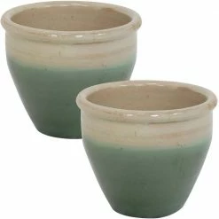Sunnydaze Decor Chalet 9 in. Light Green Ceramic Indoor/Outdoor Planter (Set of 2)