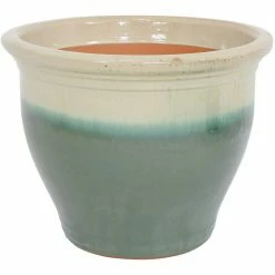 Sunnydaze Decor Studio 18 in. Light Green Ceramic Indoor/Outdoor Planter