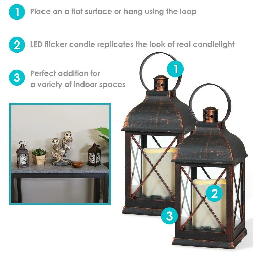 Sunnydaze Decor Setauket Bronze-Finish Battery Operated LED Candle Lantern - 10 in. (4-Pack) 9 Sunnydaze Decor Setauket Bronze-Finish Battery Operated LED Candle Lantern - 10 in. (4-Pack) - Image 9
