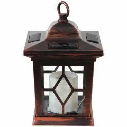 Sunnydaze Decor Lucien 9 in. Copper Outdoor Solar LED Candle Lantern (Set of 4) -Sunnydaze Decor Sales metallics sunnydaze decor citronella candles torches for 778 4pk 4f 1000