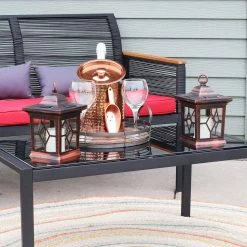 Sunnydaze Decor Lucien 9 in. Copper Outdoor Solar LED Candle Lantern (Set of 4) -Sunnydaze Decor Sales metallics sunnydaze decor citronella candles torches for 778 4pk 66 1000