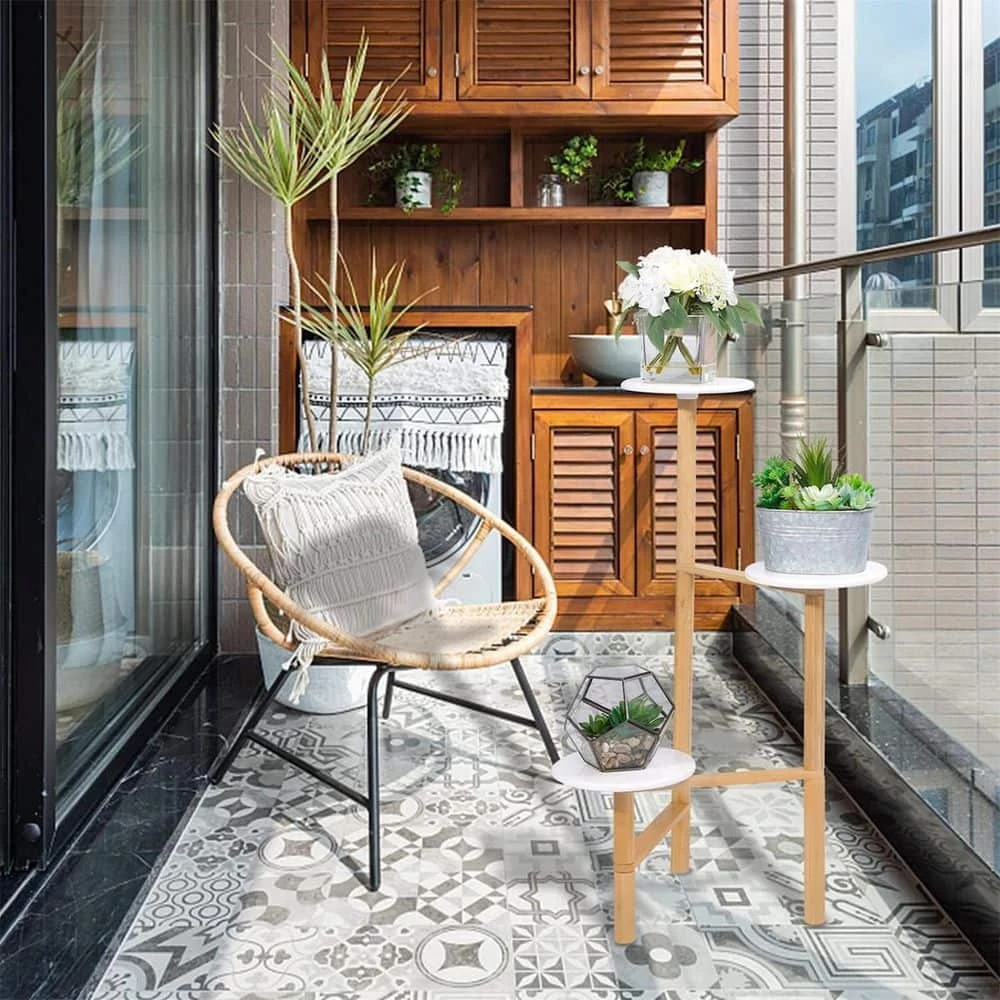 Dyiom 3 Tier Plant Stand Wood Plant Stand Outdoor Tall Wooden Plant Holder Shelf Corner Plant Stand for Plants 3 Dyiom 3 Tier Plant Stand Wood Plant Stand Outdoor Tall Wooden Plant Holder Shelf Corner Plant Stand for Plants - Image 3