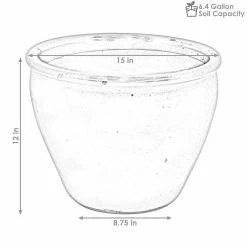 Sunnydaze Decor 15 in. Ocean Villa Ceramic Indoor/Outdoor Planter Pearl -Sunnydaze Decor Sales pearl sunnydaze decor plant pots ap 974 4f 1000