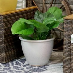 Sunnydaze Decor 15 in. Ocean Villa Ceramic Indoor/Outdoor Planter Pearl -Sunnydaze Decor Sales pearl sunnydaze decor plant pots ap 974 c3 1000