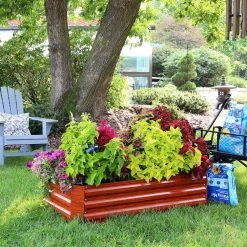 Sunnydaze Decor 48 in. Woodgrain Rectangle Galvanized Steel Raised Beds (2-Pack) -Sunnydaze Decor Sales red sunnydaze decor planter boxes hb 536 2pk 4f 1000