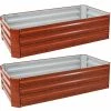 Sunnydaze Decor 48 in. Woodgrain Rectangle Galvanized Steel Raised Beds (2-Pack)