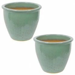 Sunnydaze Decor 11 in. 2 Ocean Villa Ceramic Indoor/Outdoor Planters - Seaside Dreams